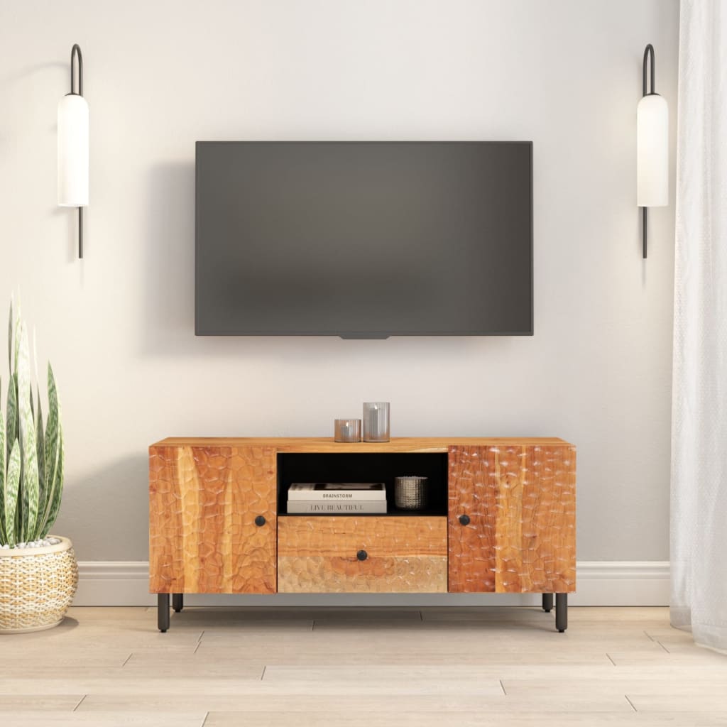 Mobile Porta TV 105x33x46 cm in Legno Massello di Acacia - homemem39