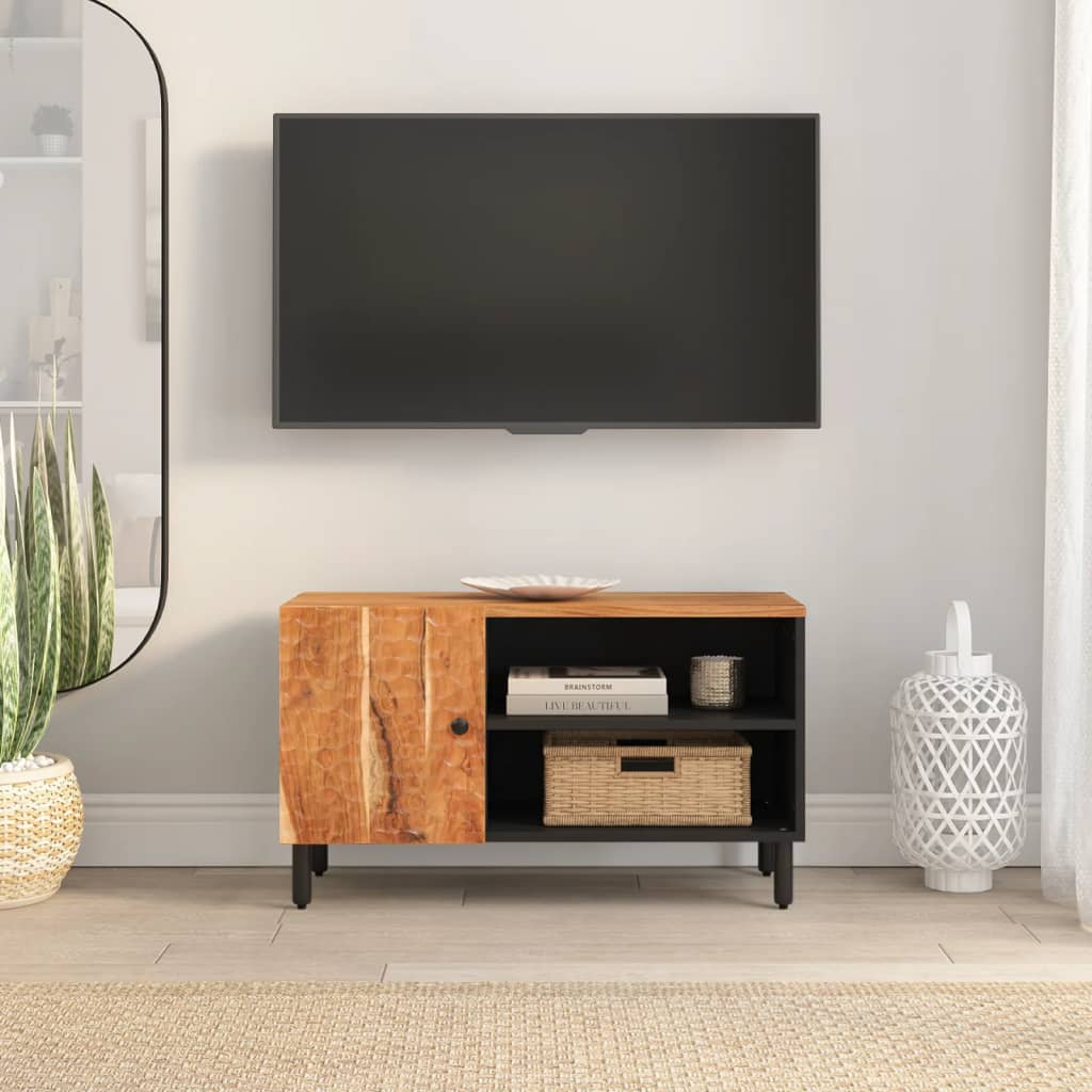 Mobile Porta TV 80x33x46 cm in Legno Massello di Acacia - homemem39