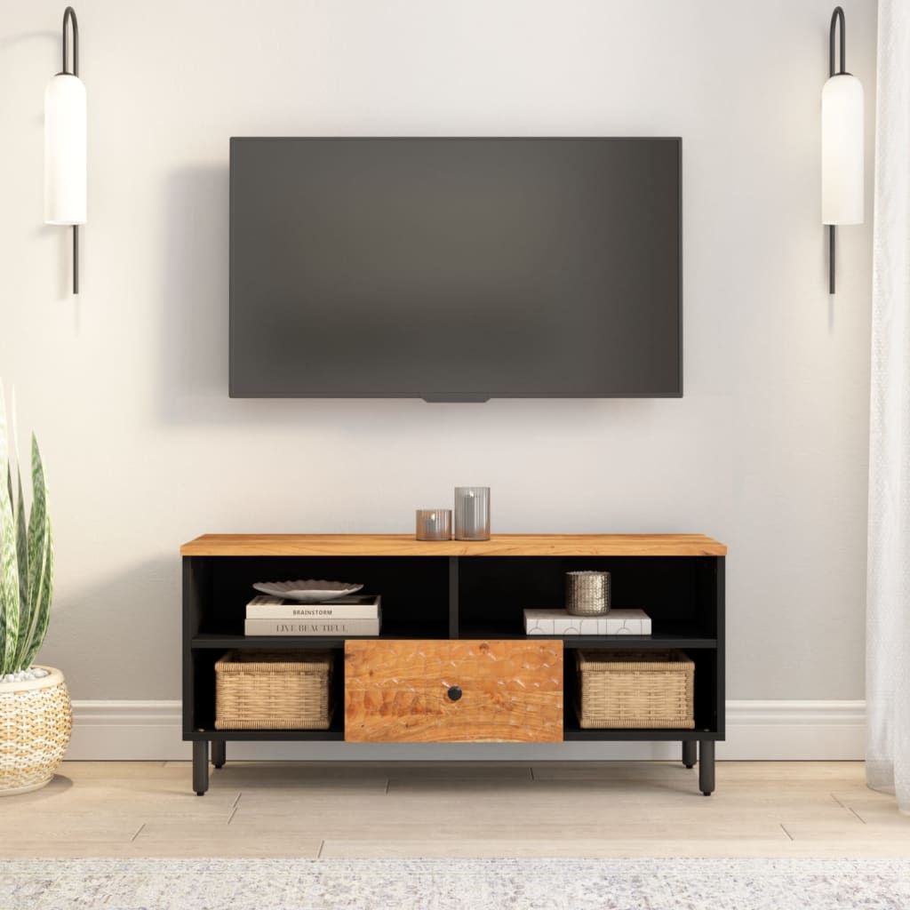 Mobile Porta TV 100x33x46 cm in Legno Massello di Acacia - homemem39