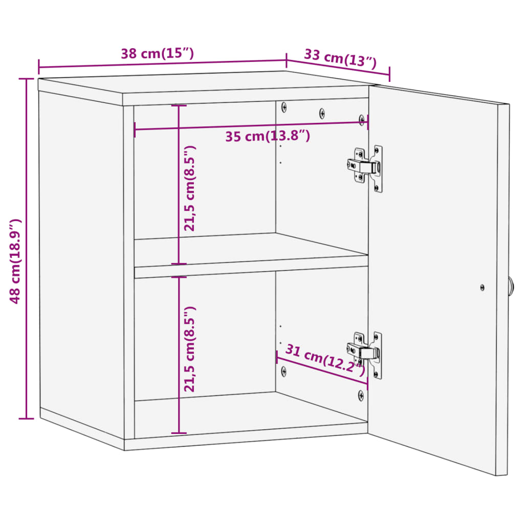 Mobile da Bagno a Parete 38x33x48cm in Legno Massello di Acacia - homemem39