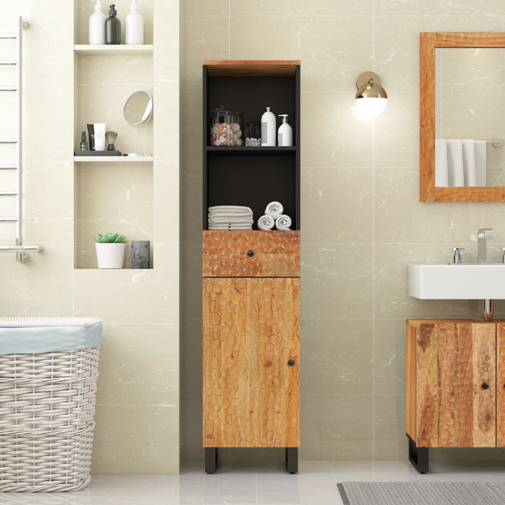 Mobile da Bagno 38x33x160 cm in Legno Massello di Acacia - homemem39