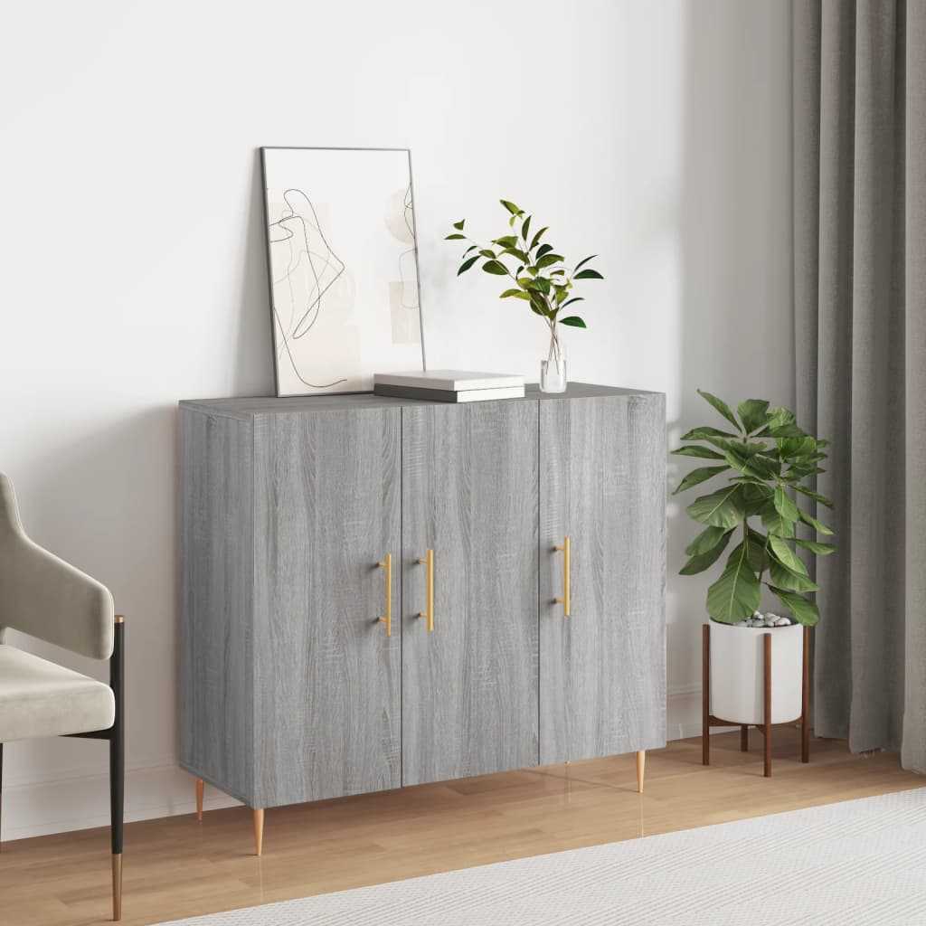 Credenza Grigio Sonoma 90x34x80 cm in Legno Multistrato - homemem39