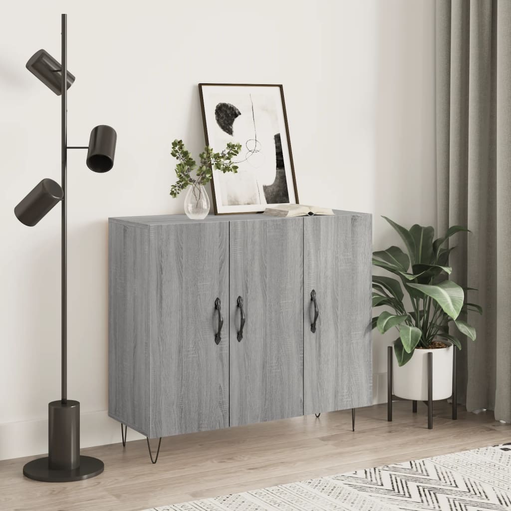 Credenza Grigio Sonoma 90x34x80 cm in Legno Multistrato - homemem39