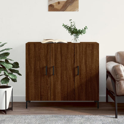 Credenza Rovere Marrone 90x34x80 cm in Legno Multistrato - homemem39