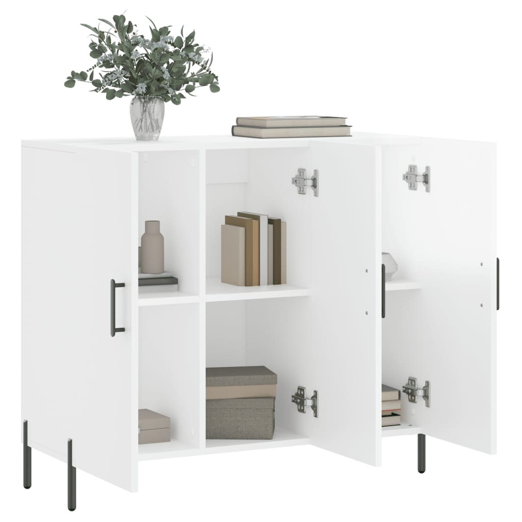 Credenza Bianco Lucido 90x34x80 cm in Legno Multistrato - homemem39