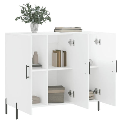 Credenza Bianco Lucido 90x34x80 cm in Legno Multistrato - homemem39