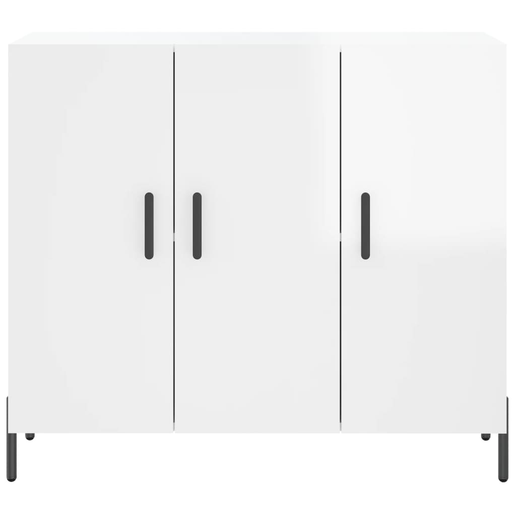 Credenza Bianco Lucido 90x34x80 cm in Legno Multistrato - homemem39