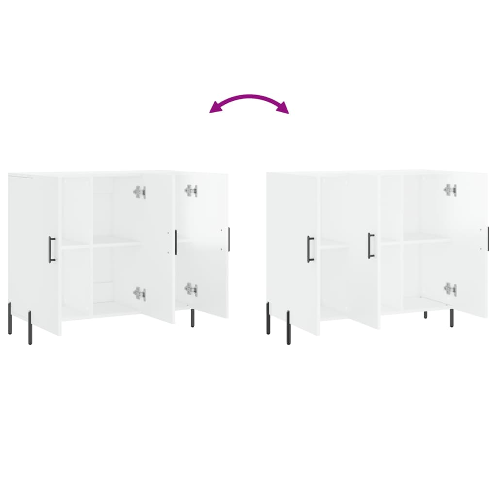 Credenza Bianco Lucido 90x34x80 cm in Legno Multistrato - homemem39