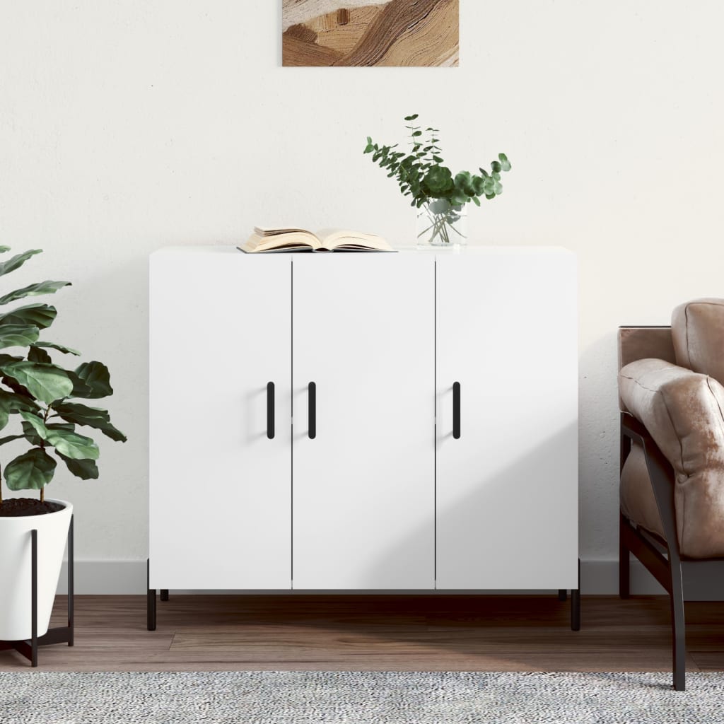 Credenza Bianco Lucido 90x34x80 cm in Legno Multistrato - homemem39