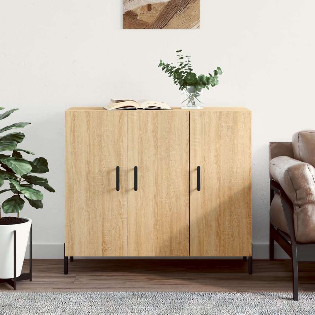 Credenza Rovere Sonoma 90x34x80 cm in Legno Multistrato - homemem39