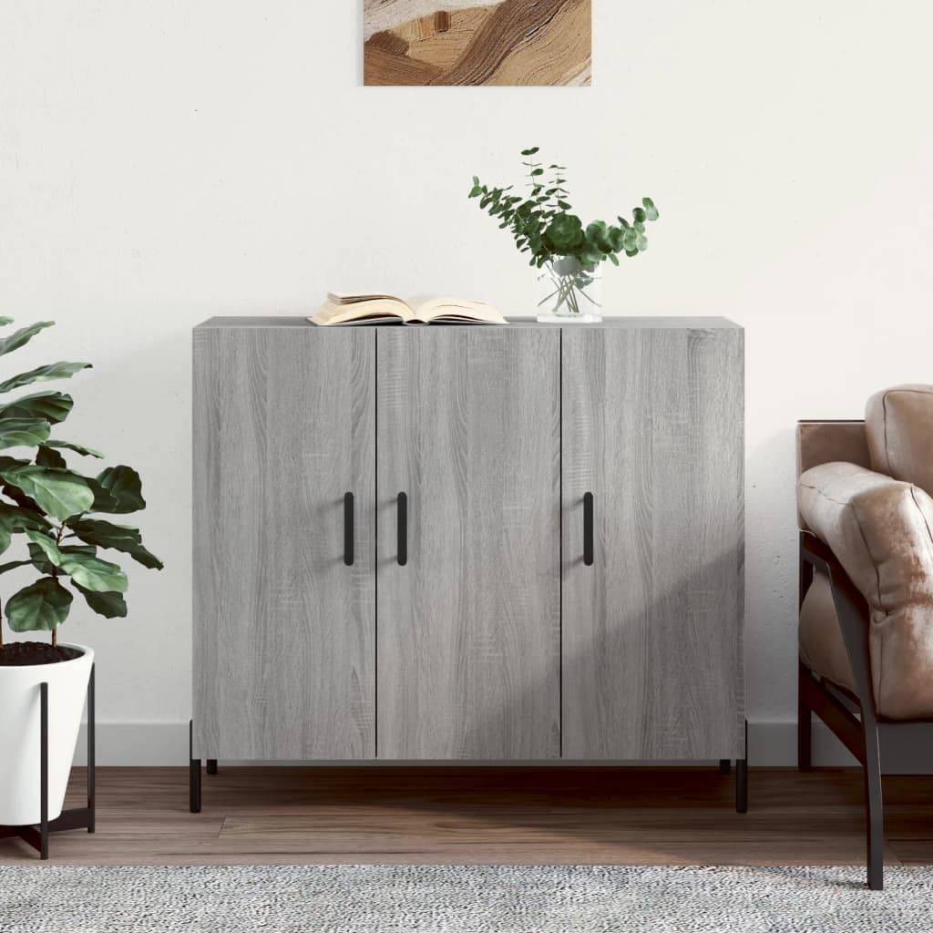 Credenza Grigio Sonoma 90x34x80 cm in Legno Multistrato - homemem39