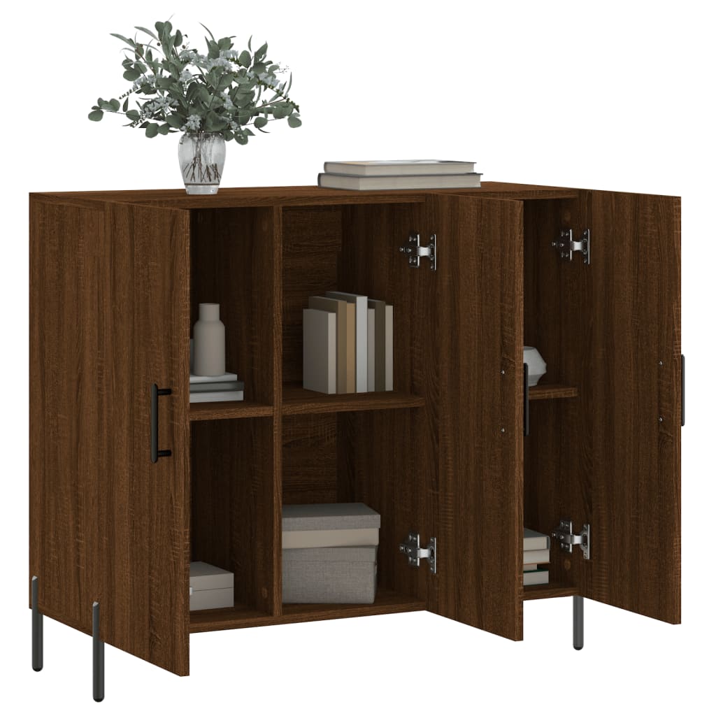 Credenza Rovere Marrone 90x34x80 cm in Legno Multistrato - homemem39