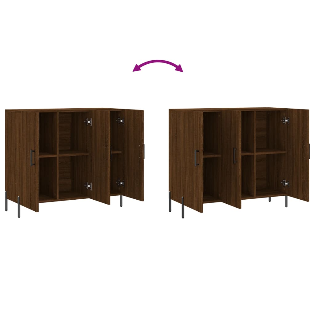 Credenza Rovere Marrone 90x34x80 cm in Legno Multistrato - homemem39