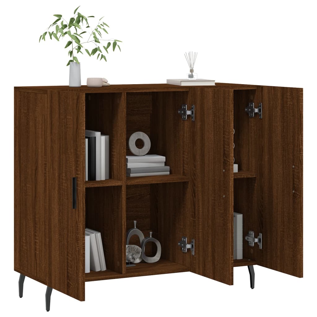 Credenza Rovere Marrone 90x34x80 cm in Legno Multistrato - homemem39