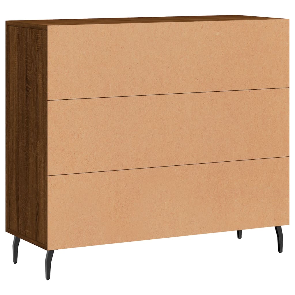 Credenza Rovere Marrone 90x34x80 cm in Legno Multistrato - homemem39