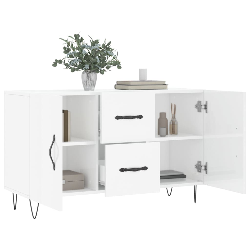 Credenza Bianco Lucido 100x36x60 cm in Legno Multistrato - homemem39