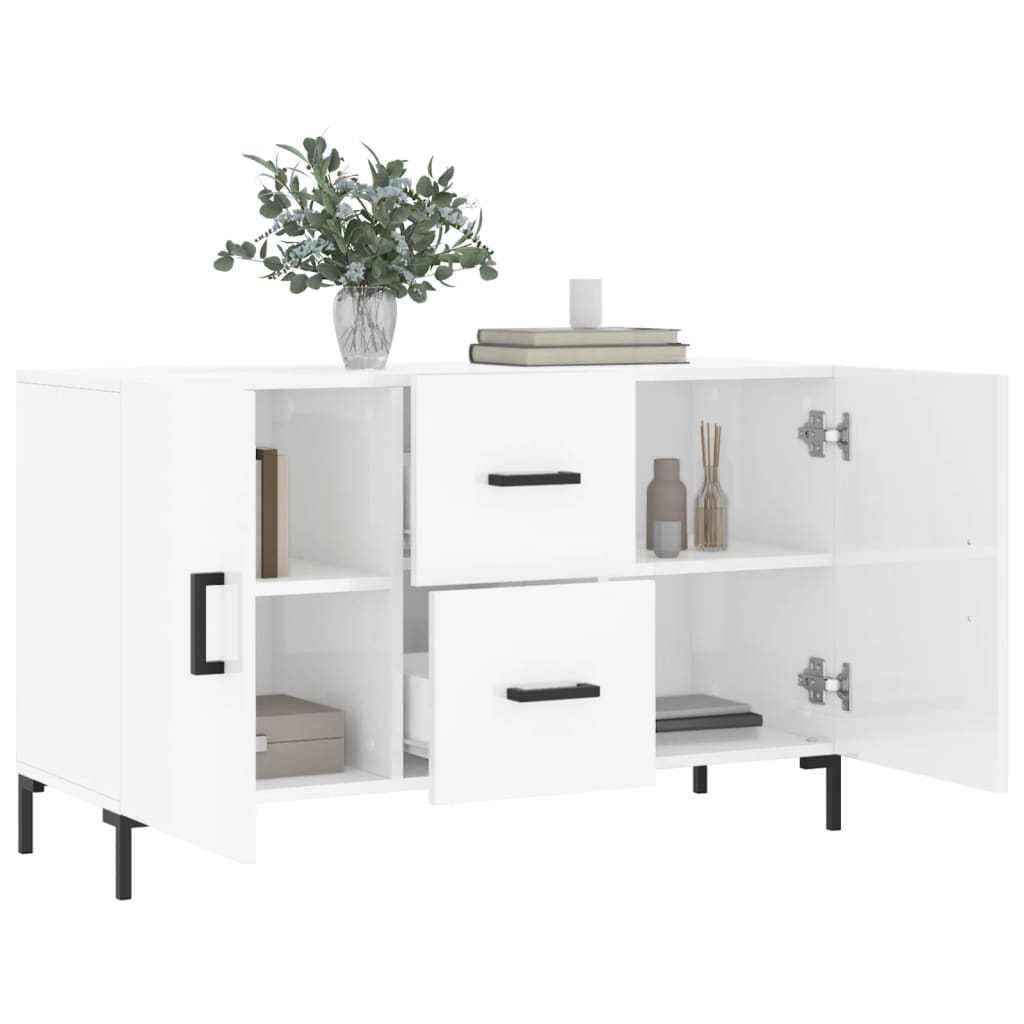 Credenza Bianco Lucido 100x36x60 cm in Legno Multistrato - homemem39