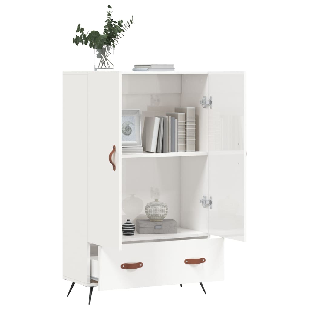 Credenza Bianco Lucido 69,5x31x115 cm in Legno Multistrato - homemem39