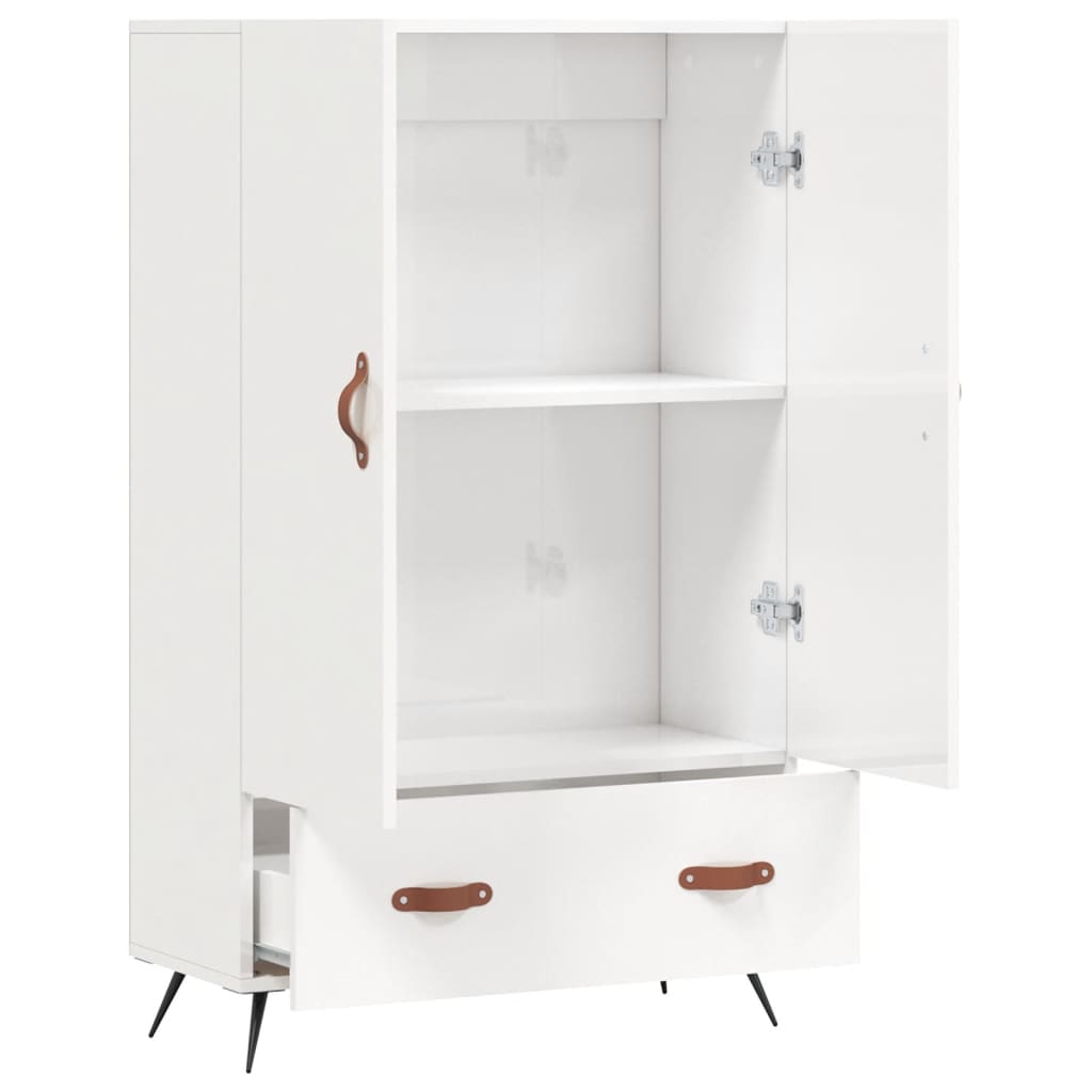 Credenza Bianco Lucido 69,5x31x115 cm in Legno Multistrato - homemem39