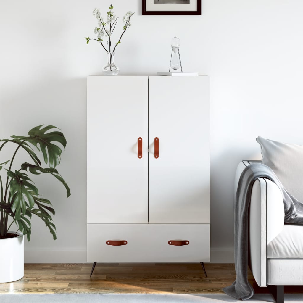 Credenza Bianco Lucido 69,5x31x115 cm in Legno Multistrato - homemem39