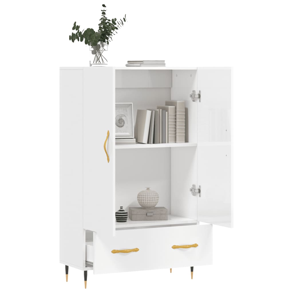 Credenza Bianco Lucido 69,5x31x115 cm in Legno Multistrato - homemem39