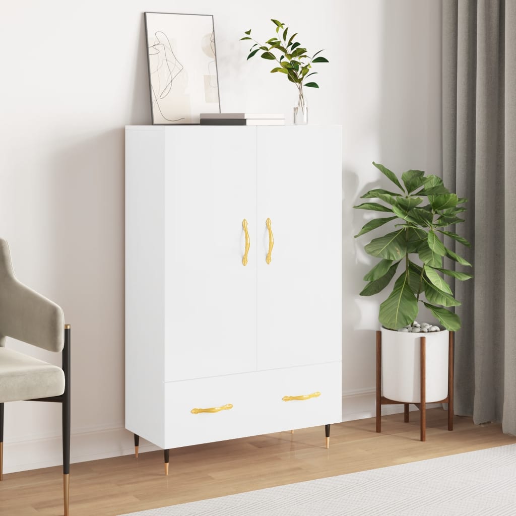 Credenza Bianco Lucido 69,5x31x115 cm in Legno Multistrato - homemem39