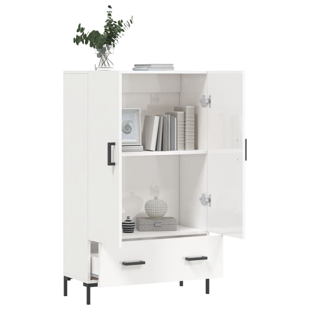 Credenza Bianco Lucido 69,5x31x115 cm in Legno Multistrato - homemem39