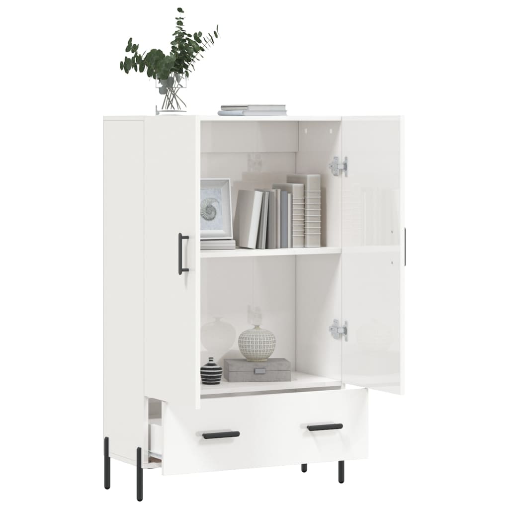 Credenza Bianco Lucido 69,5x31x115 cm in Legno Multistrato - homemem39