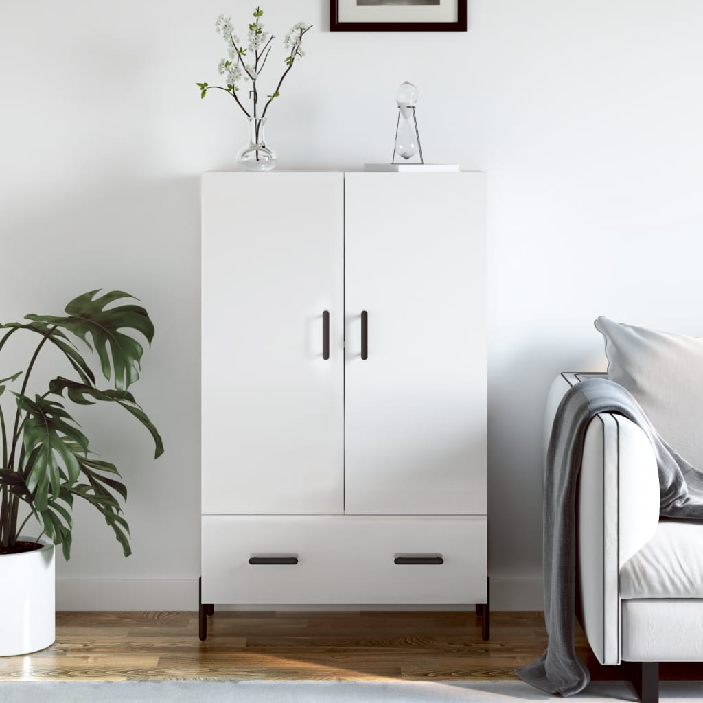 Credenza Bianco Lucido 69,5x31x115 cm in Legno Multistrato - homemem39