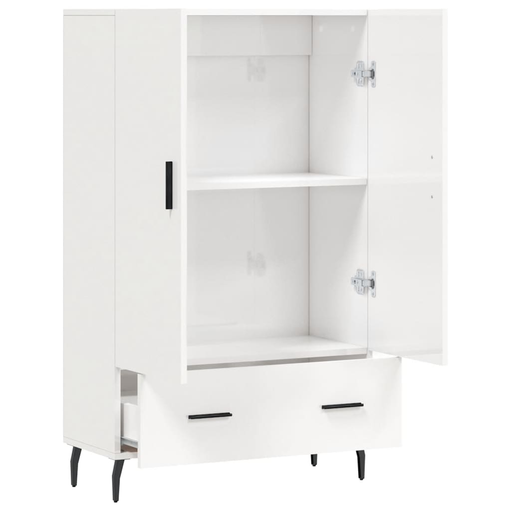 Credenza Bianco Lucido 69,5x31x115 cm in Legno Multistrato - homemem39