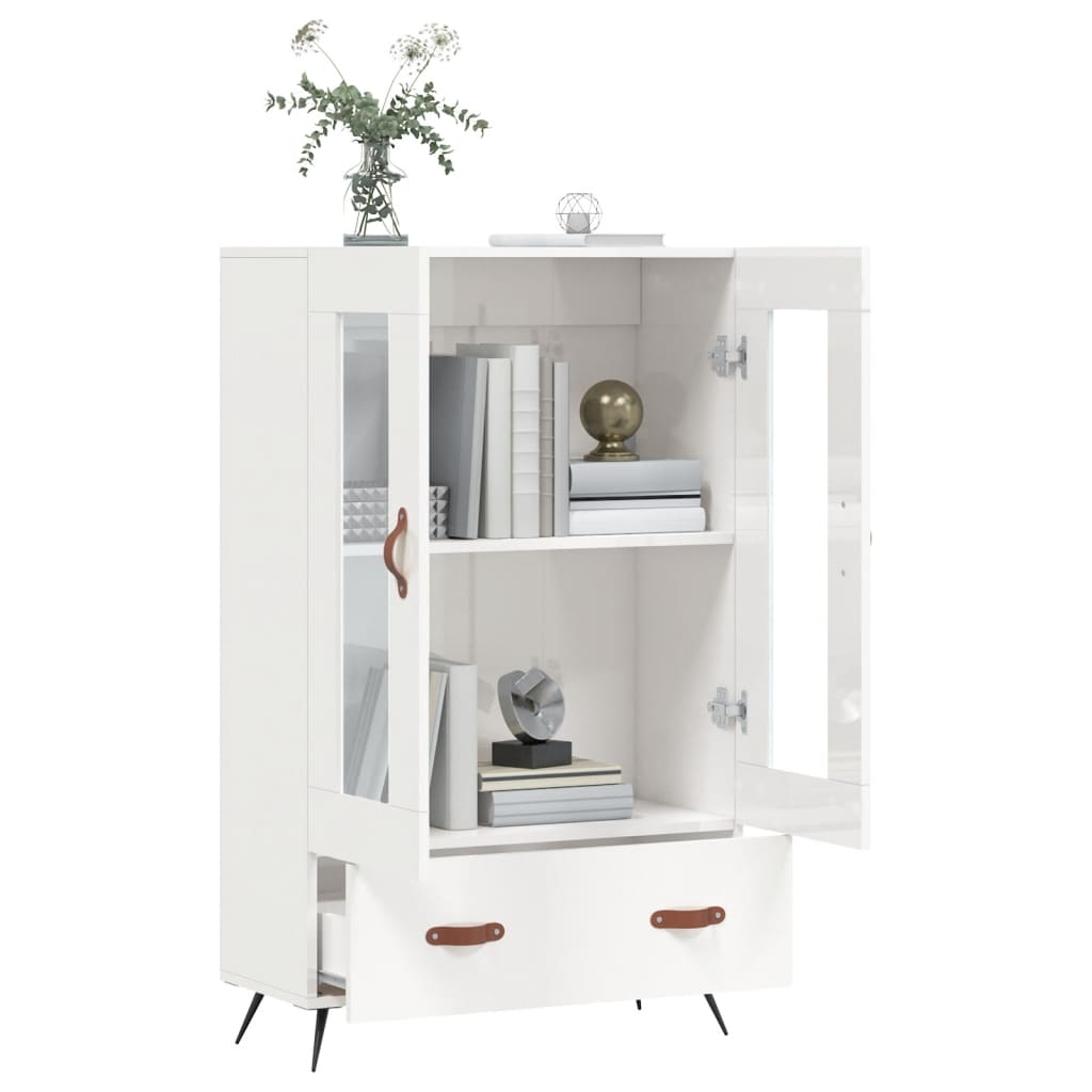 Credenza Bianco Lucido 69,5x31x115 cm in Legno Multistrato - homemem39