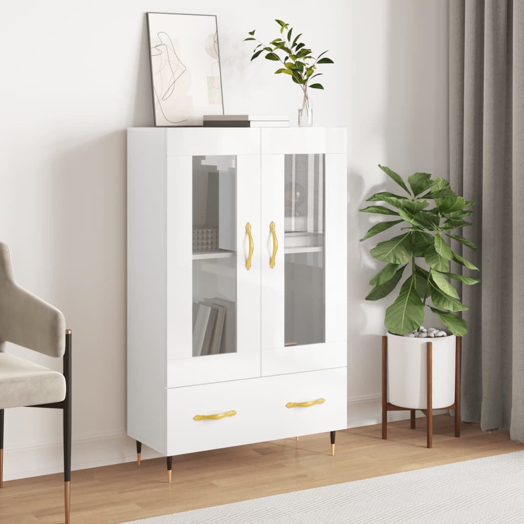 Credenza Bianco Lucido 69,5x31x115 cm in Legno Multistrato - homemem39