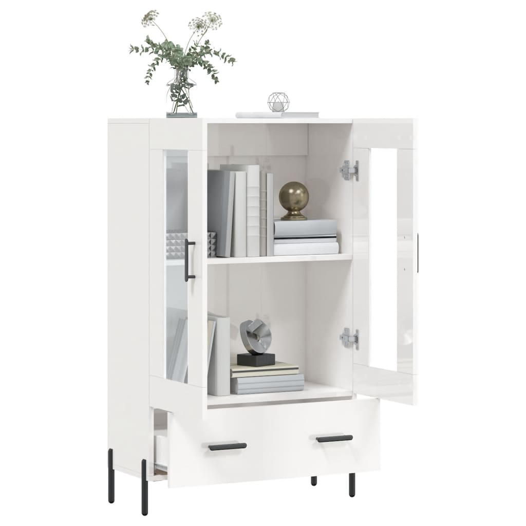 Credenza Bianco Lucido 69,5x31x115 cm in Legno Multistrato - homemem39