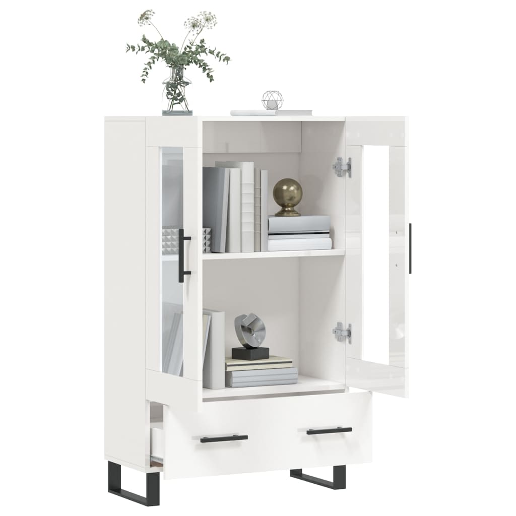 Credenza Bianco Lucido 69,5x31x115 cm in Legno Multistrato - homemem39