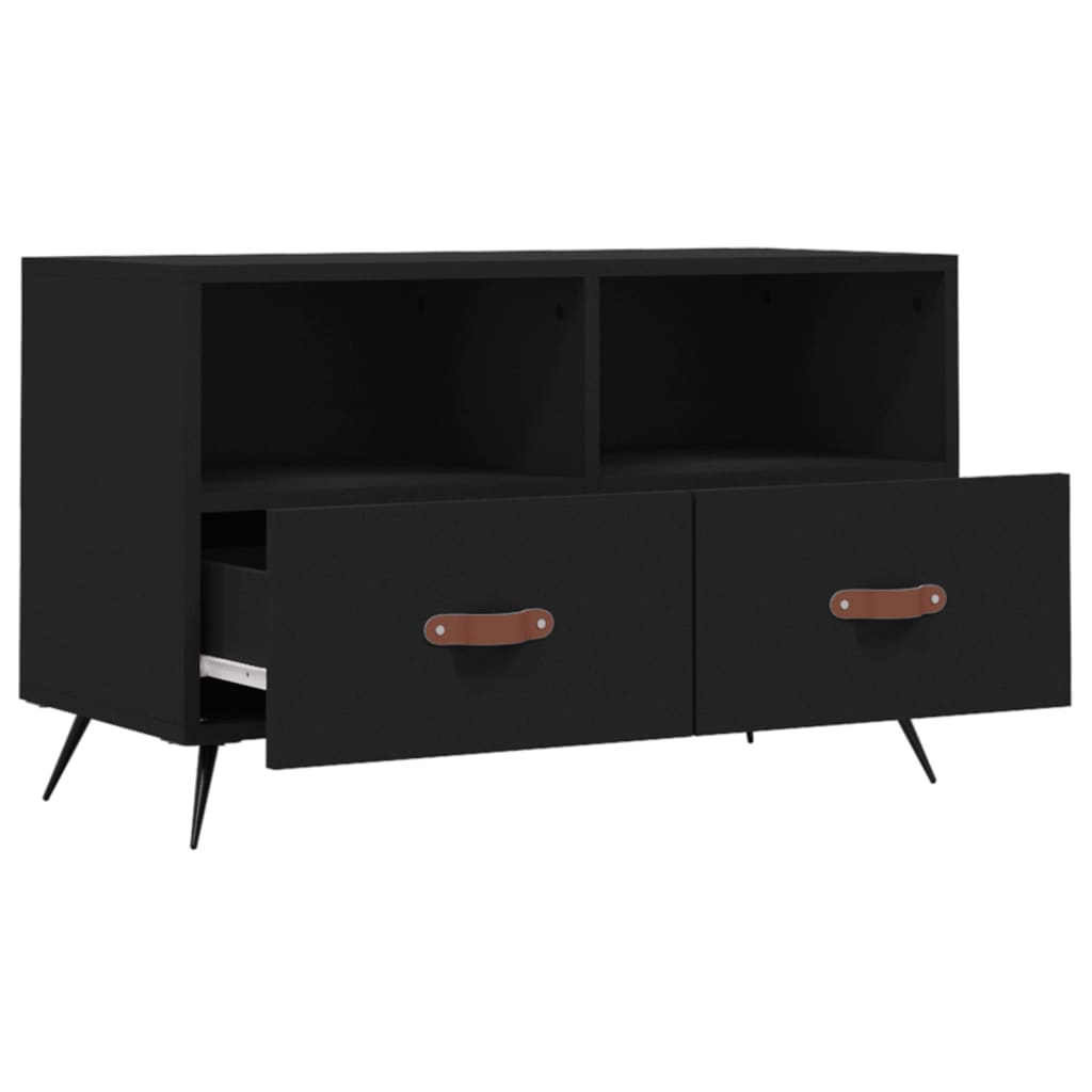 Mobile Porta TV Nero 80x36x50 cm in Legno Multistrato - homemem39