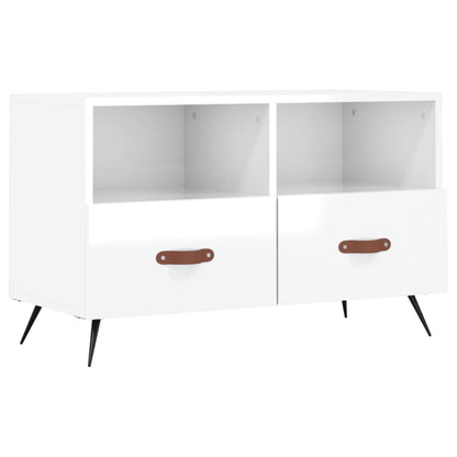 Mobile Porta TV Bianco Lucido 80x36x50 cm in Legno Multistrato - homemem39