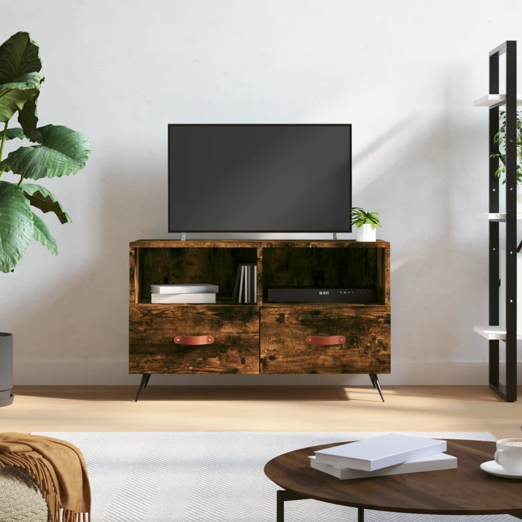 Mobile Porta TV Rovere Fumo 80x36x50 cm in Legno Multistrato - homemem39