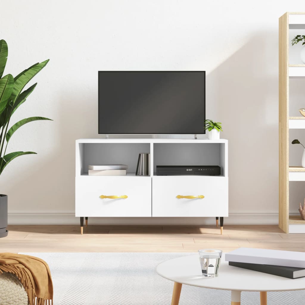 Mobile Porta TV Bianco 80x36x50 cm in Legno Multistrato - homemem39