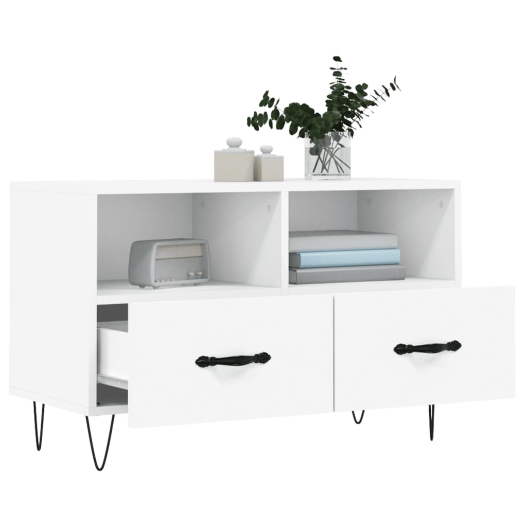 Mobile Porta TV Bianco 80x36x50 cm in Legno Multistrato - homemem39