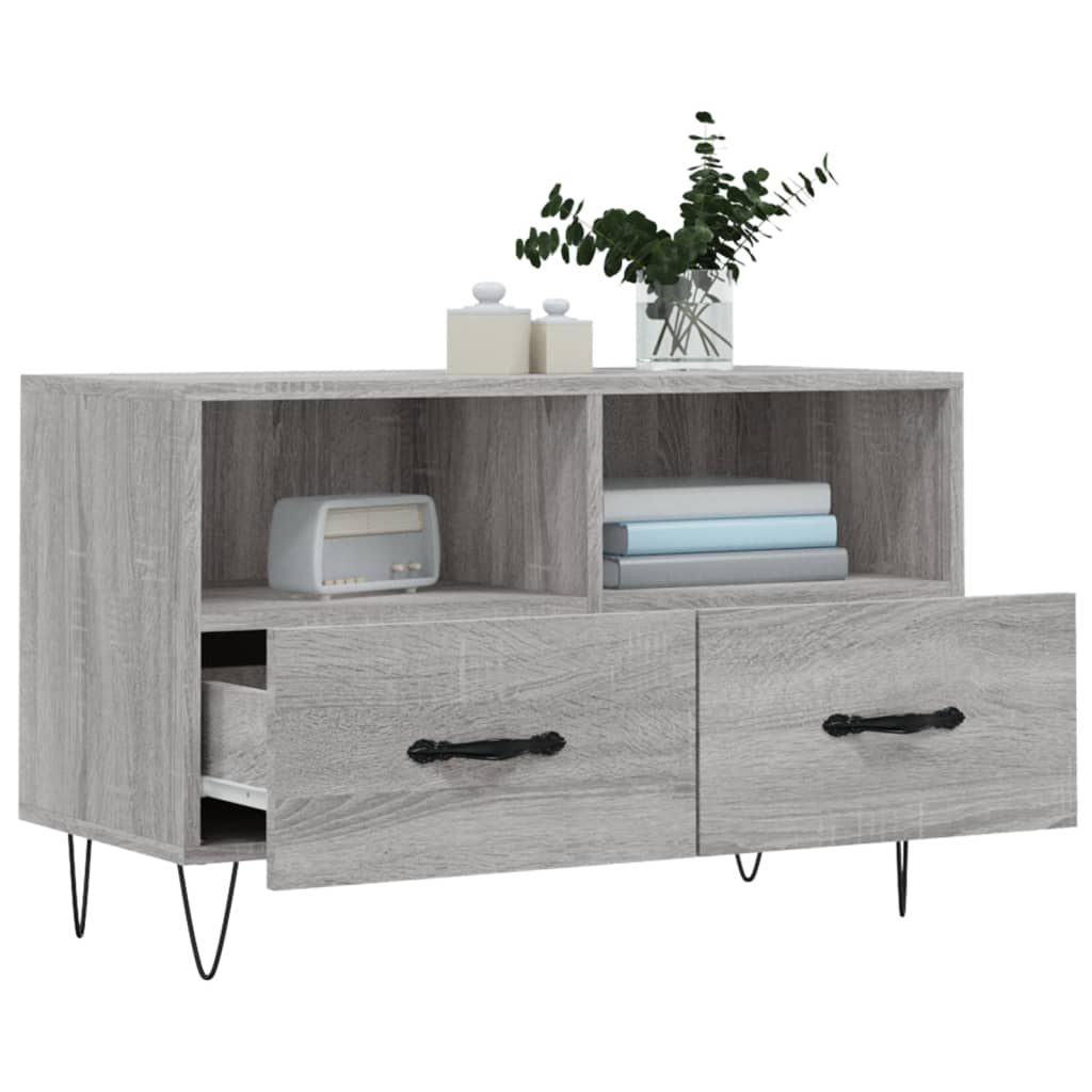 Mobile Porta TV Grigio Sonoma 80x36x50 cm in Legno Multistrato - homemem39