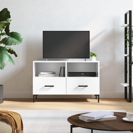 Mobile Porta TV Bianco Lucido 80x36x50 cm in Legno Multistrato - homemem39