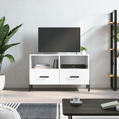 Mobile Porta TV Bianco Lucido 80x36x50 cm in Legno Multistrato - homemem39