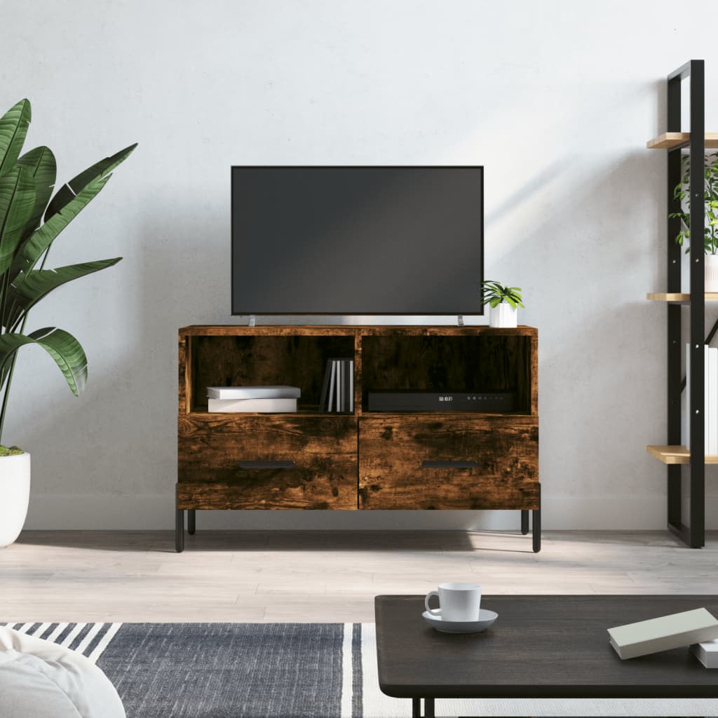 Mobile Porta TV Rovere Fumo 80x36x50 cm in Legno Multistrato - homemem39