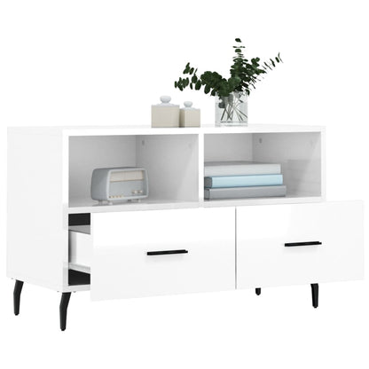 Mobile Porta TV Bianco Lucido 80x36x50 cm in Legno Multistrato - homemem39