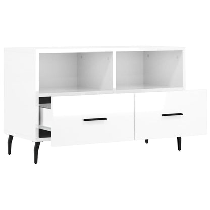 Mobile Porta TV Bianco Lucido 80x36x50 cm in Legno Multistrato - homemem39