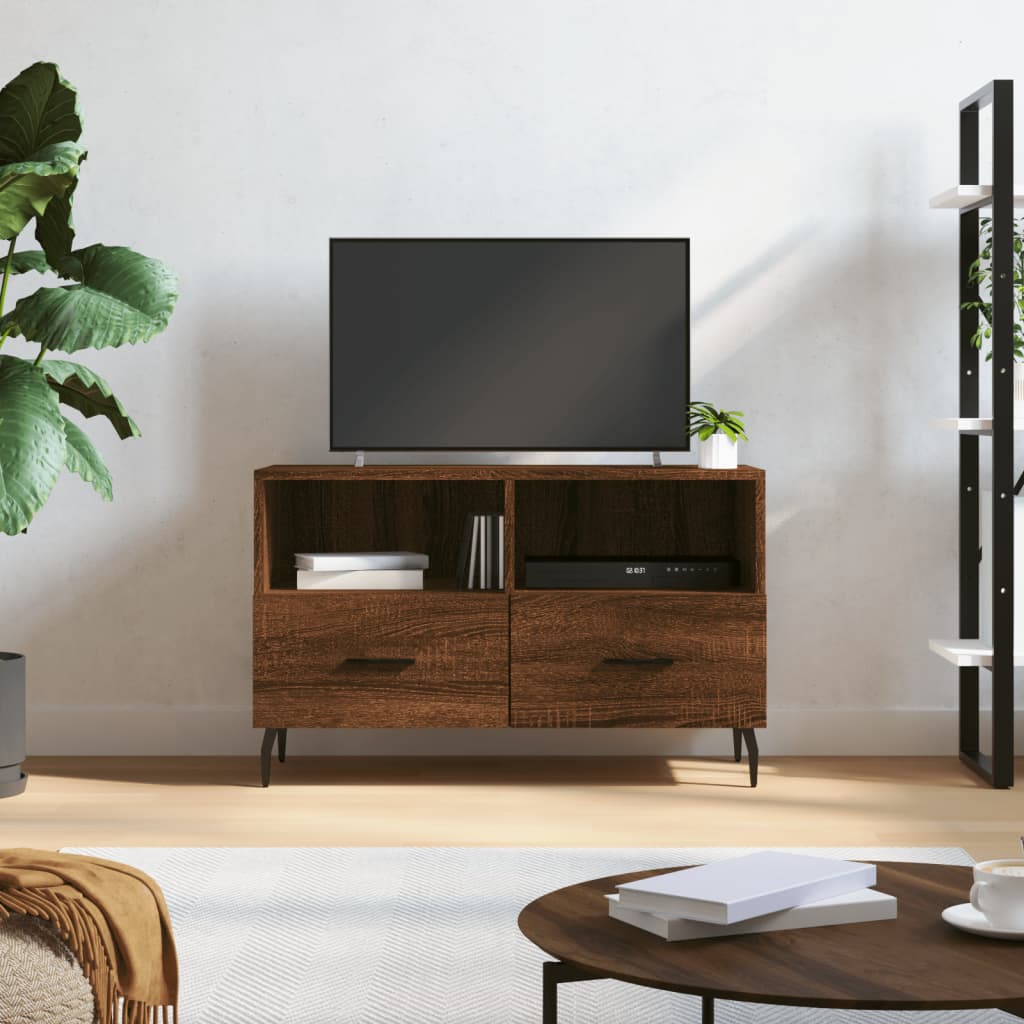 Mobile Porta TV Rovere Marrone 80x36x50 cm in Legno Multistrato - homemem39