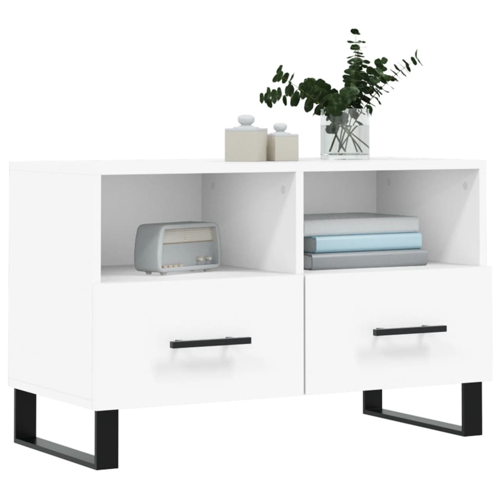 Mobile Porta TV Bianco 80x36x50 cm in Legno Multistrato - homemem39