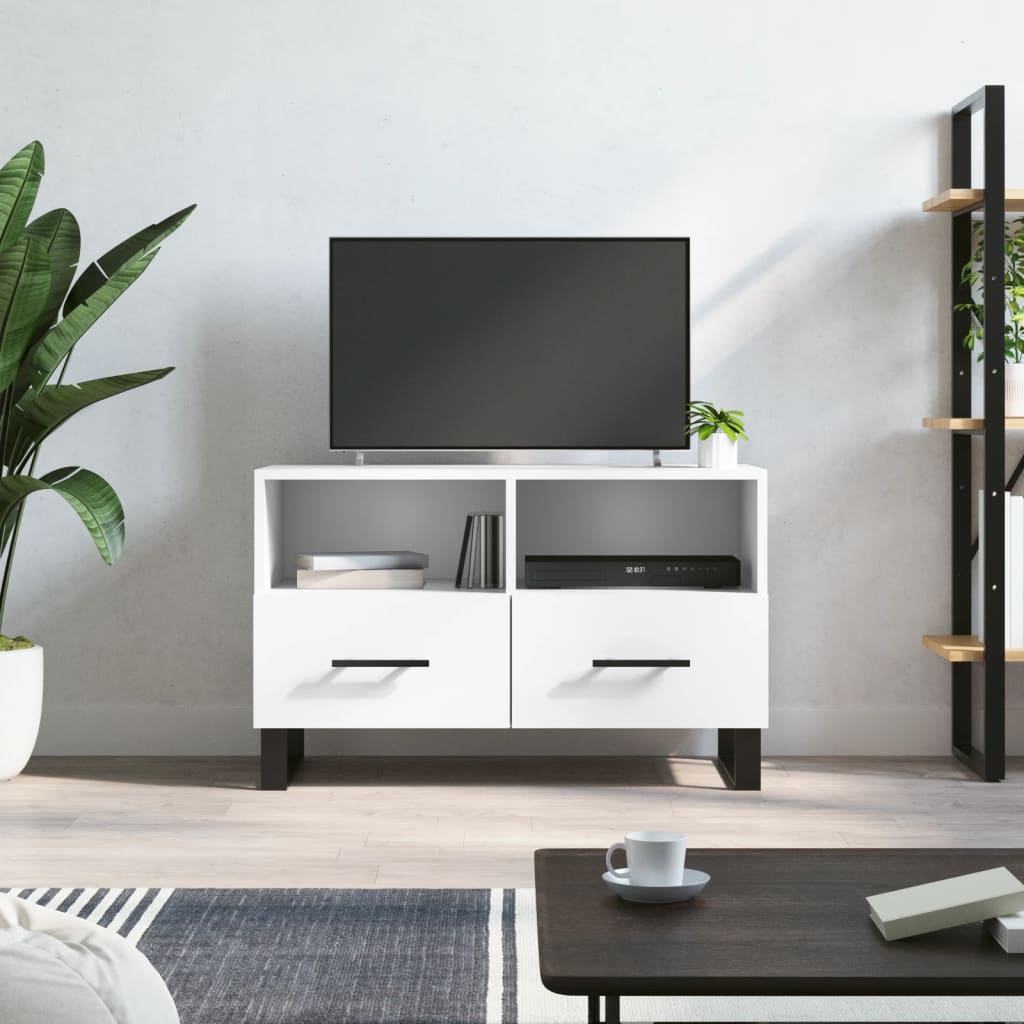 Mobile Porta TV Bianco 80x36x50 cm in Legno Multistrato - homemem39