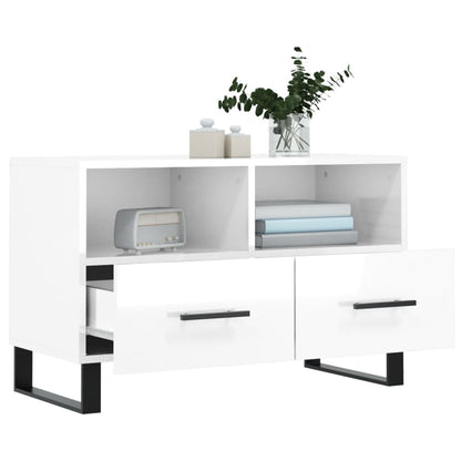 Mobile Porta TV Bianco Lucido 80x36x50 cm in Legno Multistrato - homemem39