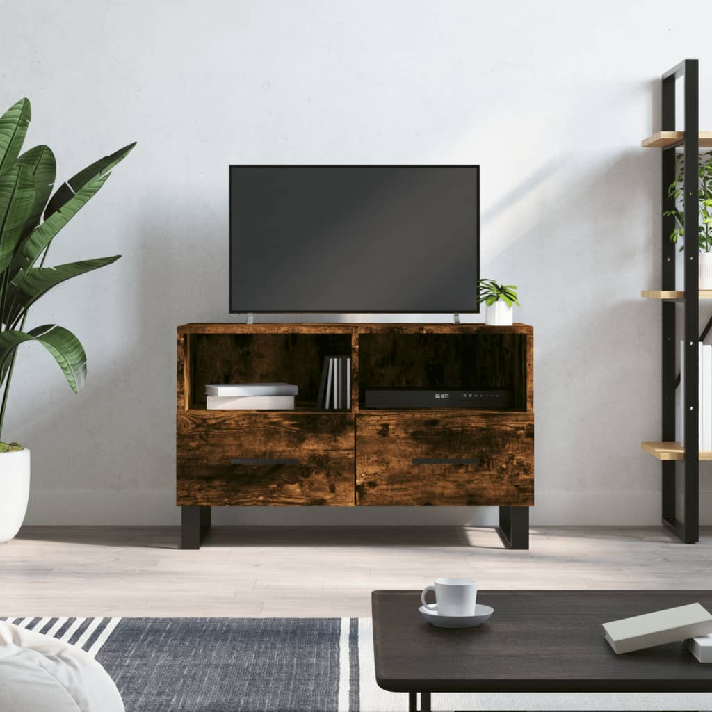 Mobile Porta TV Rovere Fumo 80x36x50 cm in Legno Multistrato - homemem39